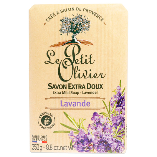 Extra Mild Soap Bars - Lavender by Le Petit Olivier for Men - 8.8 oz Soap