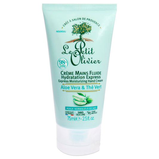 Express Moisturizing Hand Cream - Aloe Vera and Green Tea by Le Petit Olivier for Women - 2.5 oz Cream