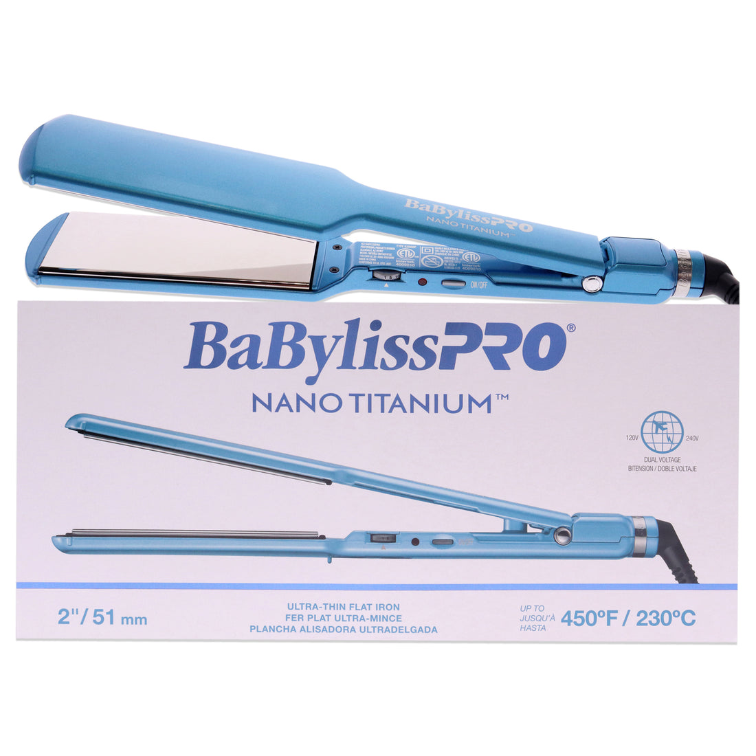 Nano Titanium Ultra-Thin Flat Iron - BNT4074TUC by BaBylissPRO for Unisex - 2 Inch Flat Iron