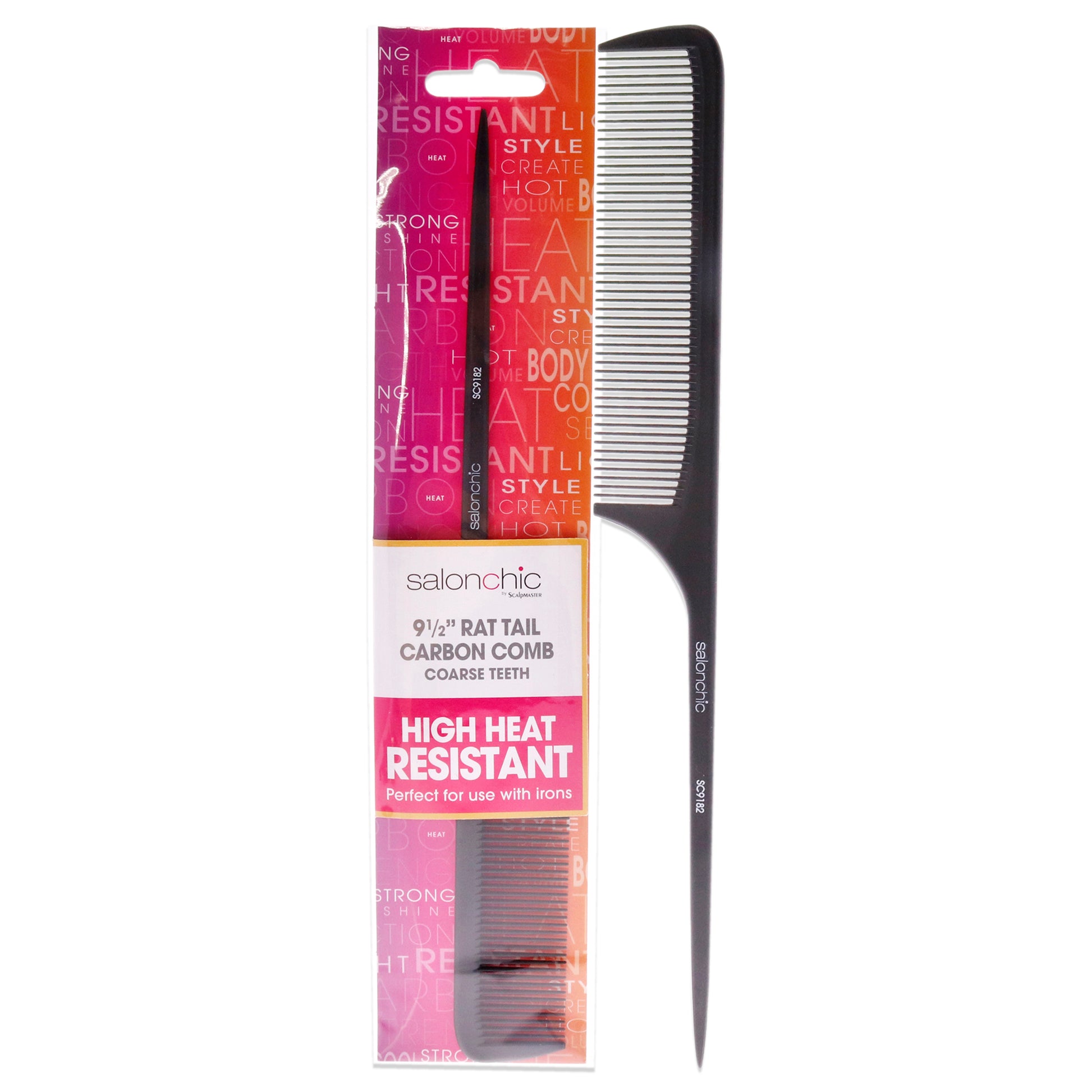 Rat Tail Carbon Comb High Heat Resistant 9.5 - Coarse Teeth