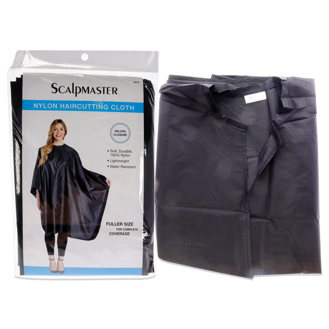 Nylon Haircutting Cloth Cape Velcro Closure - Black