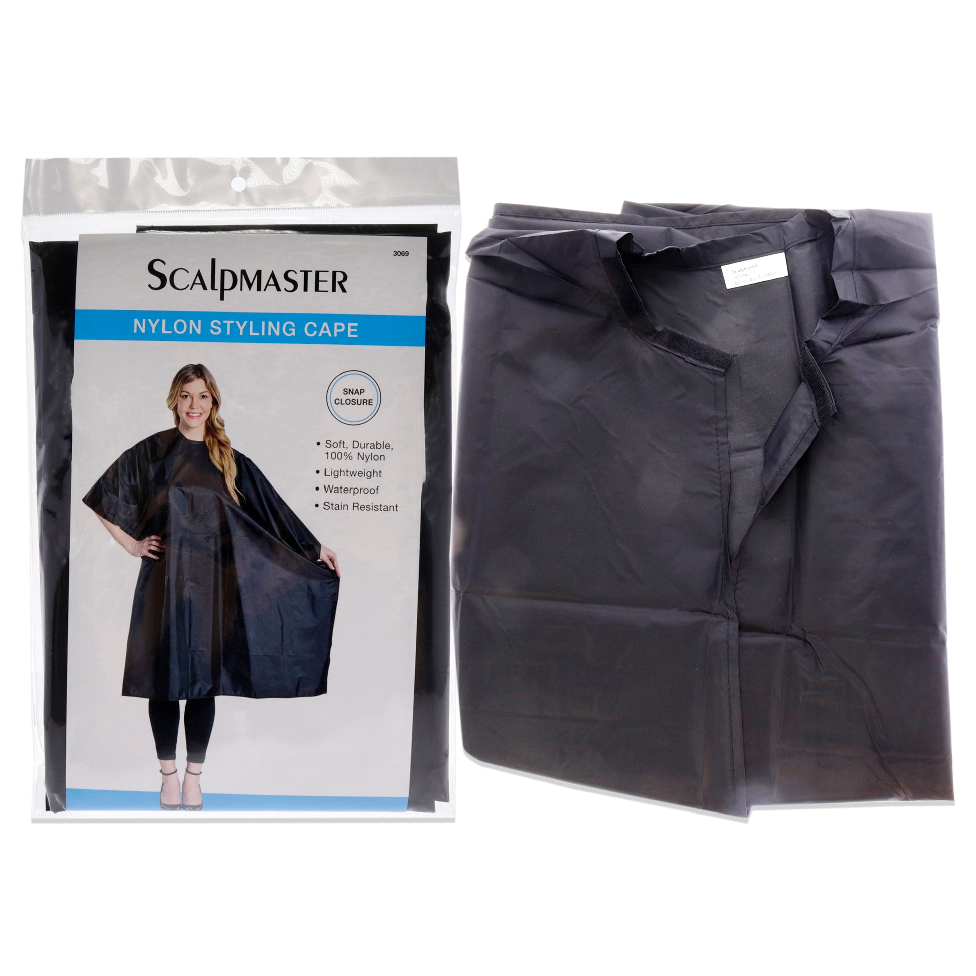 Nylon Styling Cape with Snap Closure - Black
