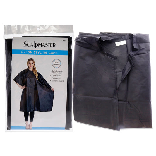 Nylon Styling Cape with Snap Closure - Black by Scalpmaster for Unisex - 1 Pc Apron