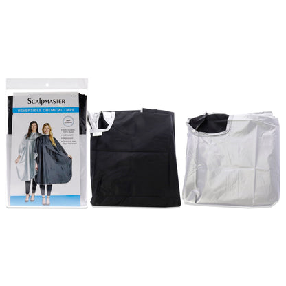 Nylon Reversible Chemical Cape with Snap Closure - Black-Silver