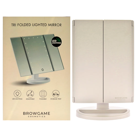Tri Folded Lighted Mirror by Browgame for Women - 1 Pc Mirror