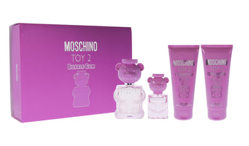 Moschino Toy 2 Bubble Gum by Moschino for Women - 4 Pc Gift Set 3.4oz EDT Spray, 0.17oz EDT Spray, 3.4oz Body Lotion, 3.4oz Bath and Shower Gel