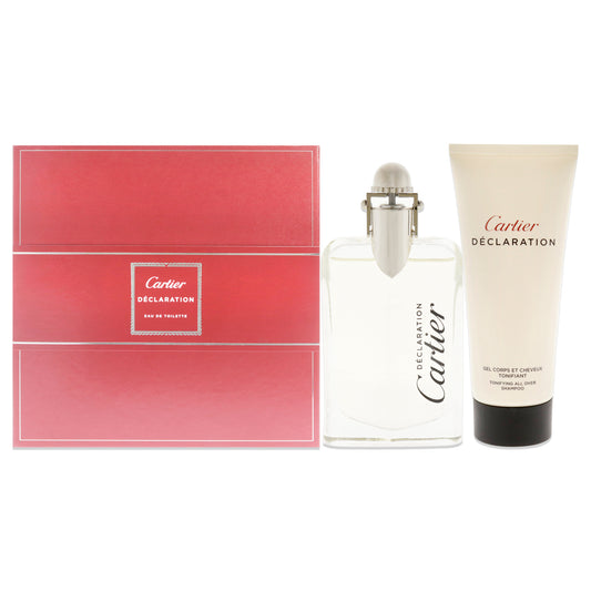 Declaration by Cartier for Men - 2 Pc Gift Set 1.6oz EDT Spray, 3.3oz Tonifying All Over Shampoo