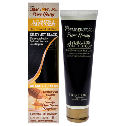 Pure Honey Hydrating Color Boost Semi-Permanent Hair Color - Silky Jet Black by Creme of Nature for Unisex - 3 oz Hair Color