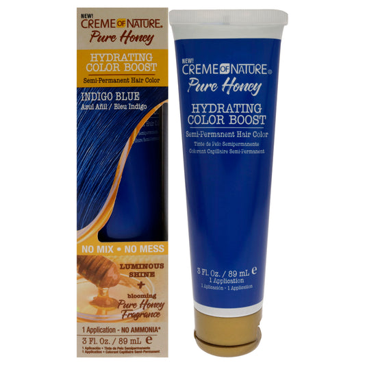 Pure Honey Hydrating Color Boost Semi-Permanent Hair Color - Indigo Blue by Creme of Nature for Unisex - 3 oz Hair Color