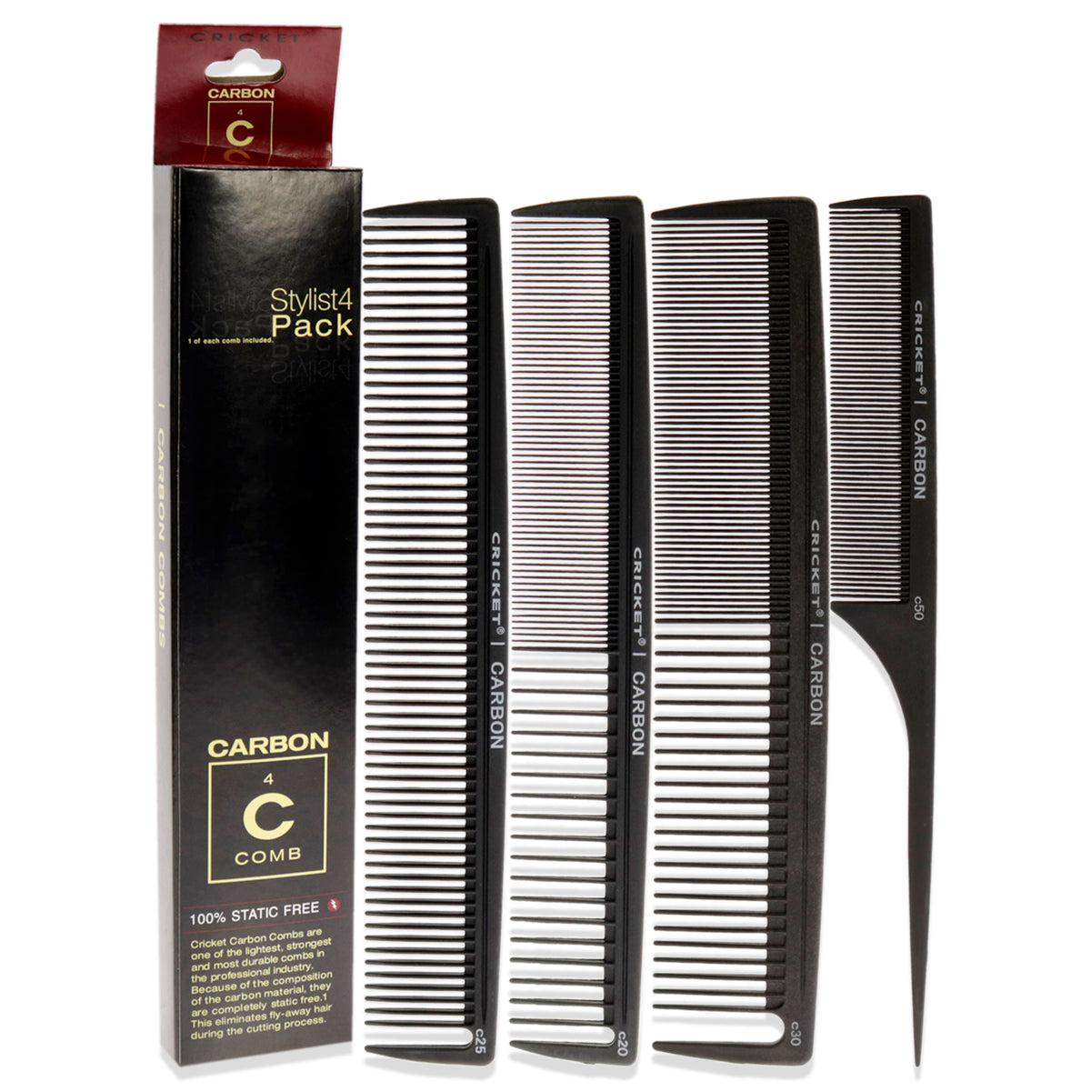 Carbon Comb Stylish 4-Pack Gift Set