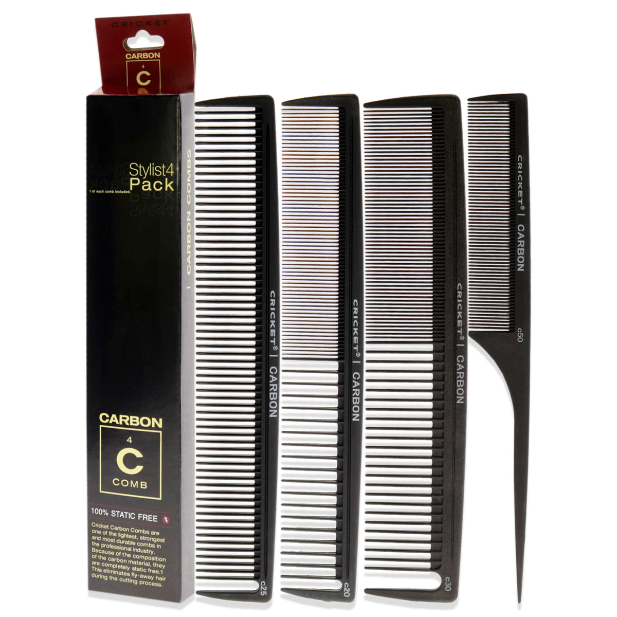 Carbon Comb Stylish 4-Pack Gift Set