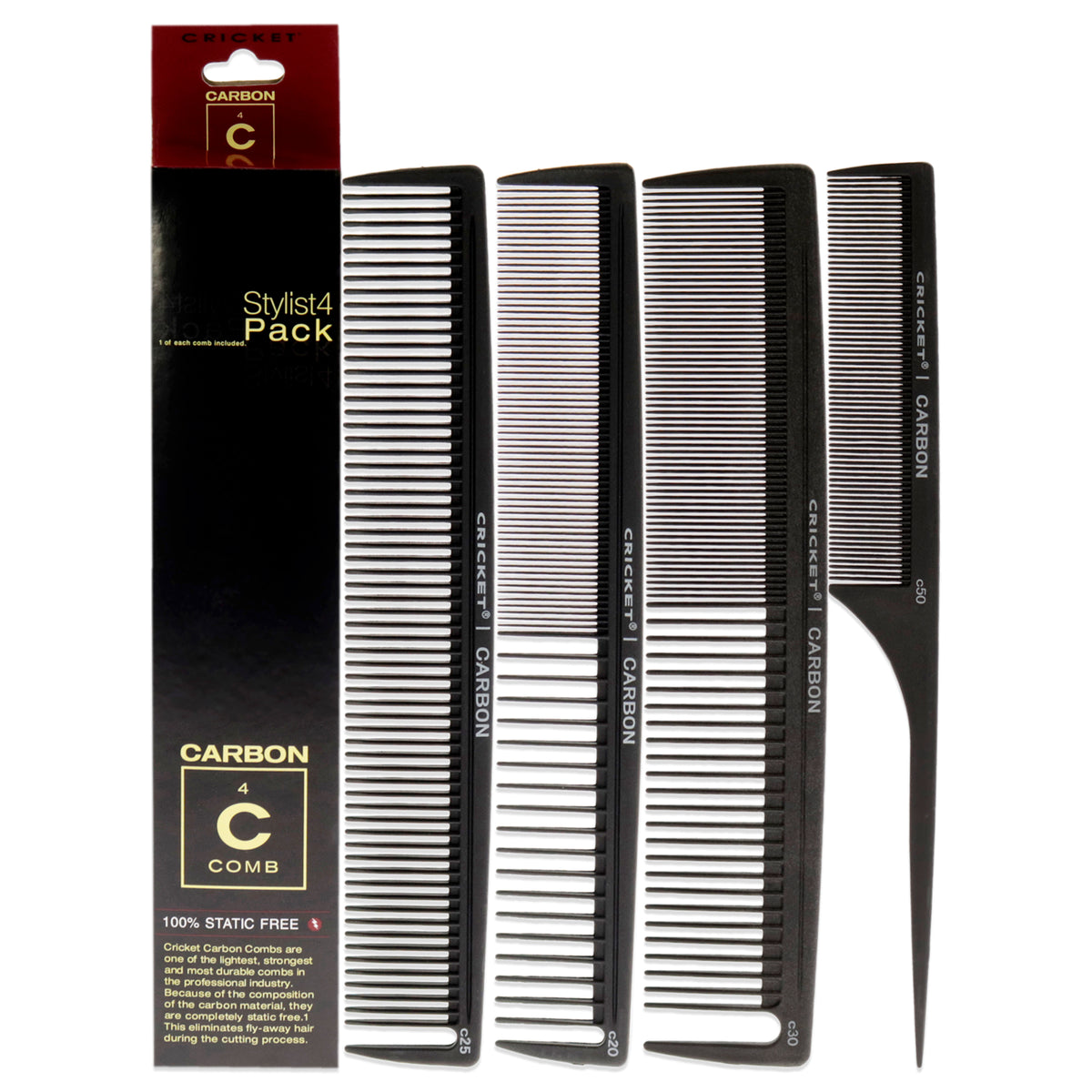 Carbon Comb Stylish 4-Pack Gift Set