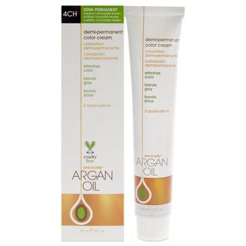 Argan Oil Demi-Permanent Color Cream - 4CH Medium Chocolate Brown by One n Only for Unisex - 3 oz Hair Color