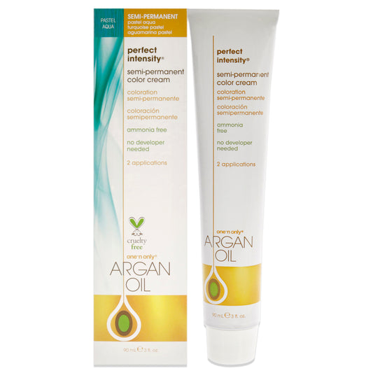 Argan Oil Perfect Intensity Semi-Permanent Color Cream - Pastel Aqua by One n Only for Unisex - 3 oz Hair Color