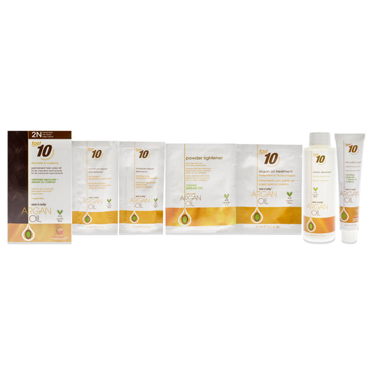 Argan Oil Fast 10 Permanent Hair Color Kit - 2N Natural Black by One n Only for Unisex - 1 Pc Hair Color