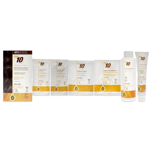 Argan Oil Fast 10 Permanent Hair Color Kit - 4N Natural Medium Brown by One n Only for Unisex - 1 Pc Hair Color