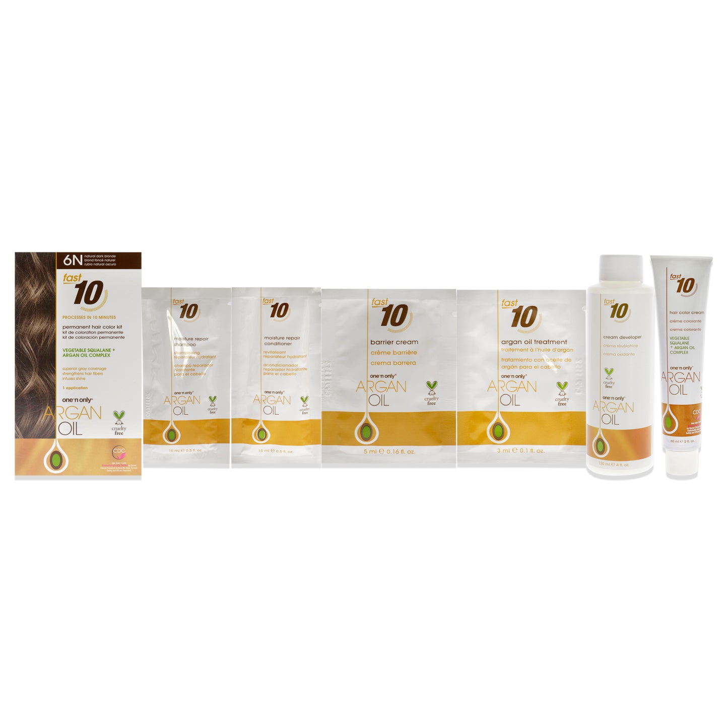 Argan Oil Fast 10 Permanent Hair Color Kit - 6N Natural Dark Blonde
