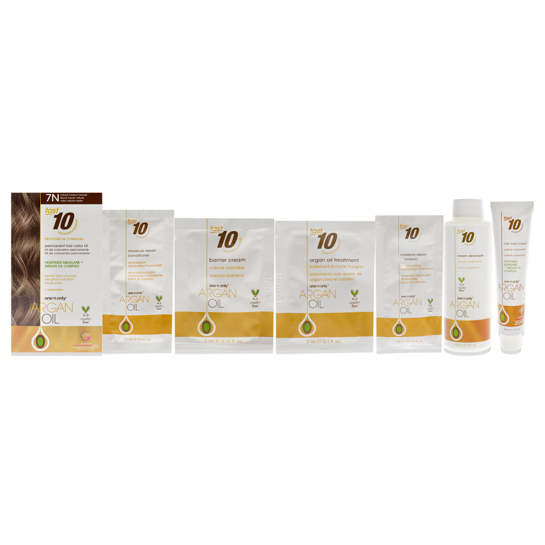 Argan Oil Fast 10 Permanent Hair Color Kit - 7N Natural Medium Blonde