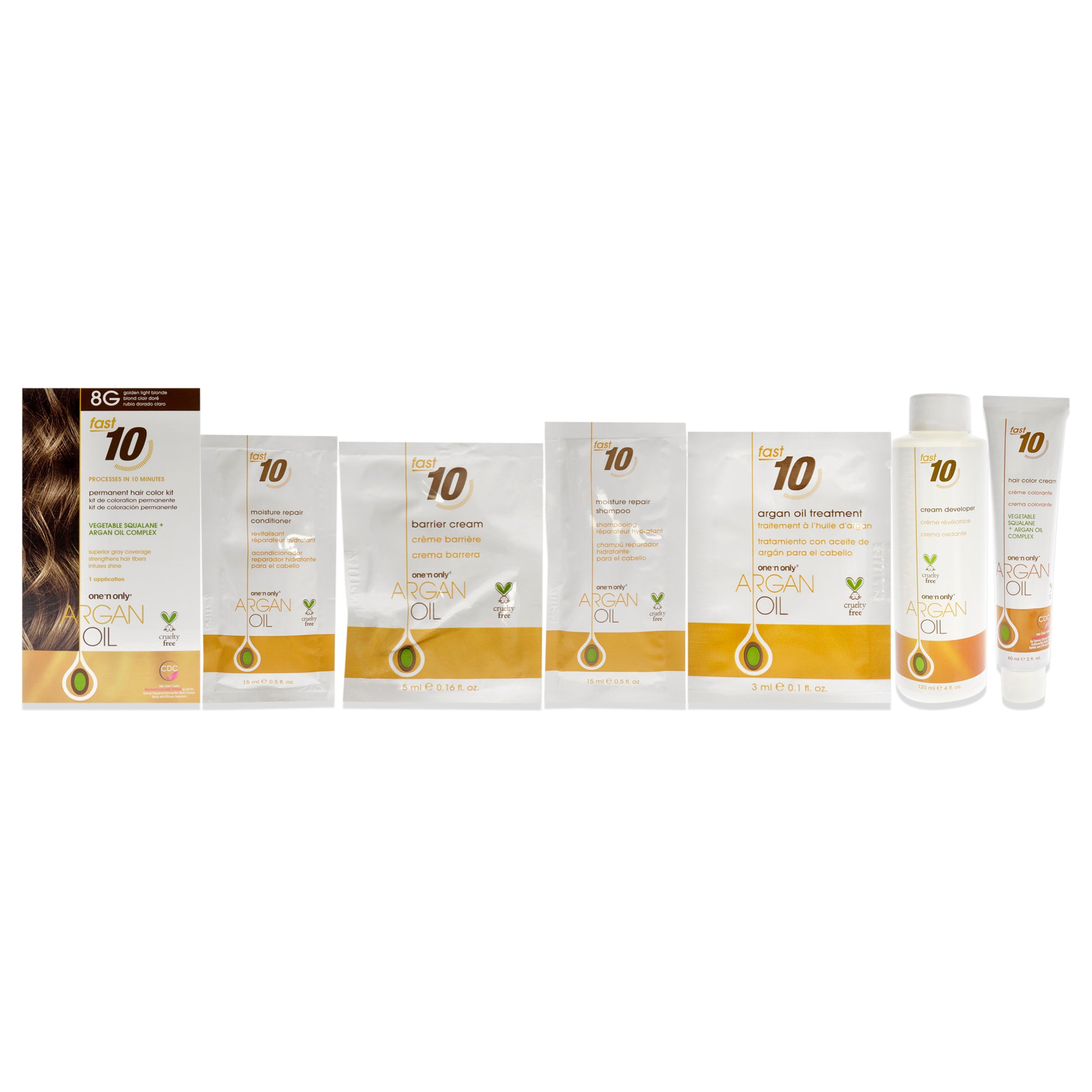 Argan Oil Fast 10 Permanent Hair Color Kit - 8G Golden Light Blonde
