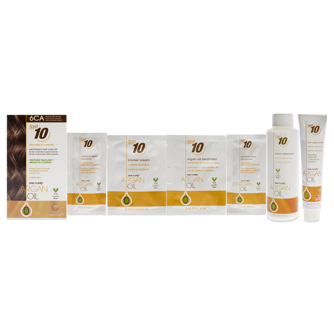 Argan Oil Fast 10 Permanent Hair Color Kit - 6CA Caramel Dark Blonde