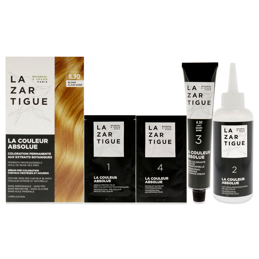 La Couleur Absolue Permanent Haircolor - 8.30 Light Golden Blonde by Lazartigue for Unisex - 1 Application Hair Color