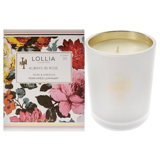 Always in Rose Perfumed Luminary Candle by Lollia for Unisex - 11 oz Candle