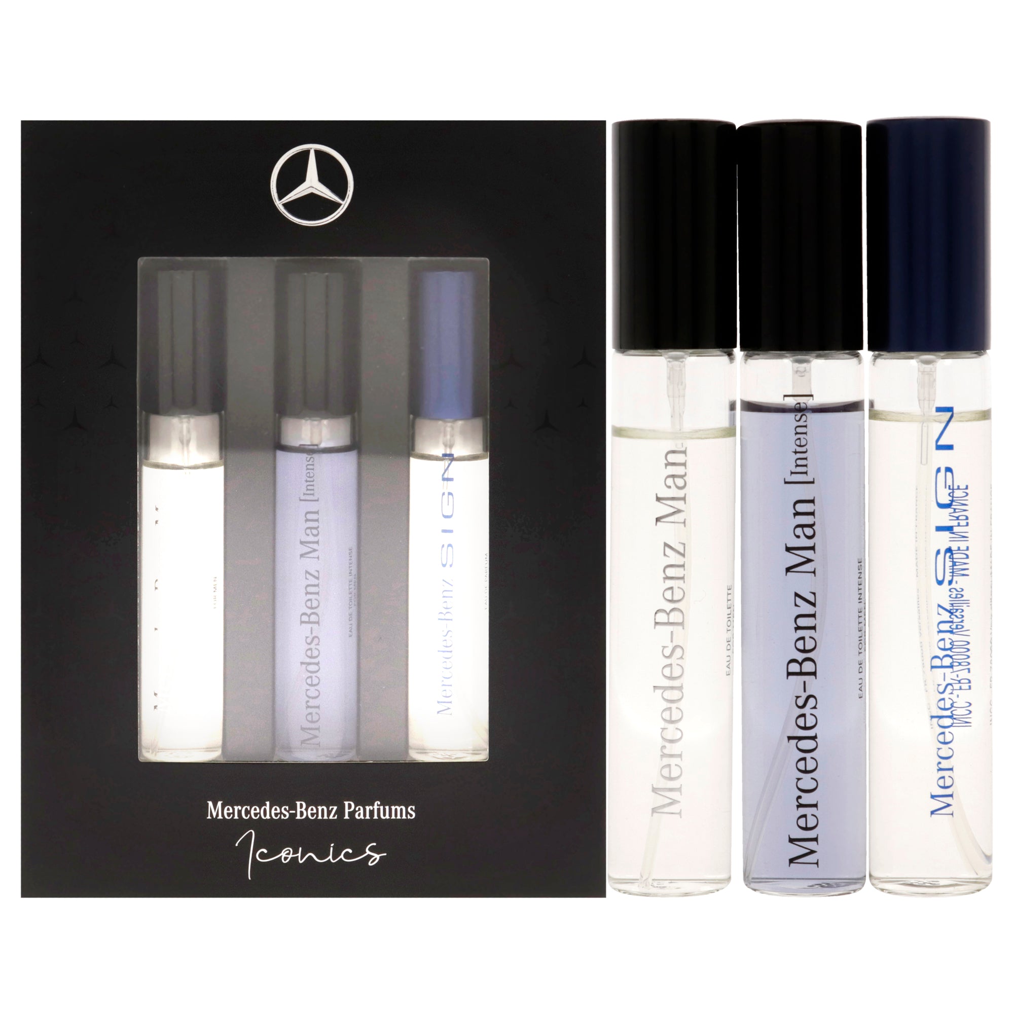Mercedes-Benz Discovery Coffret by Mercedes-Benz for Unisex - 3 Pc Mini Gift Set 0.34oz Mercedes-Benz Man EDT Spray, 0.34oz Mercedes-Benz Man Intense, 0.34oz Mercedes-Benz Sign
