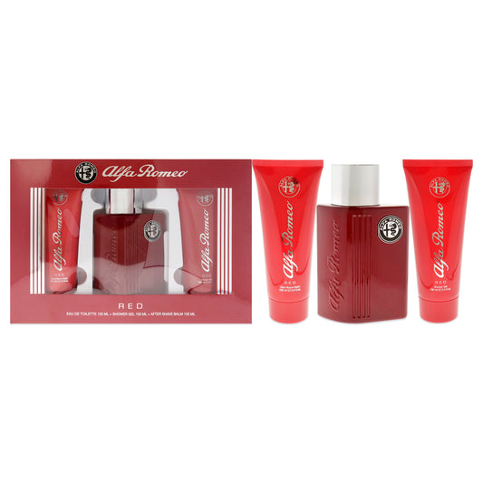 Alfa Romeo Red by Alfa Romeo for Men - 3 Pc Gift Set 4.2 oz EDT Spray, 3.4oz Shower Gel, 3.4oz After Shave Balm