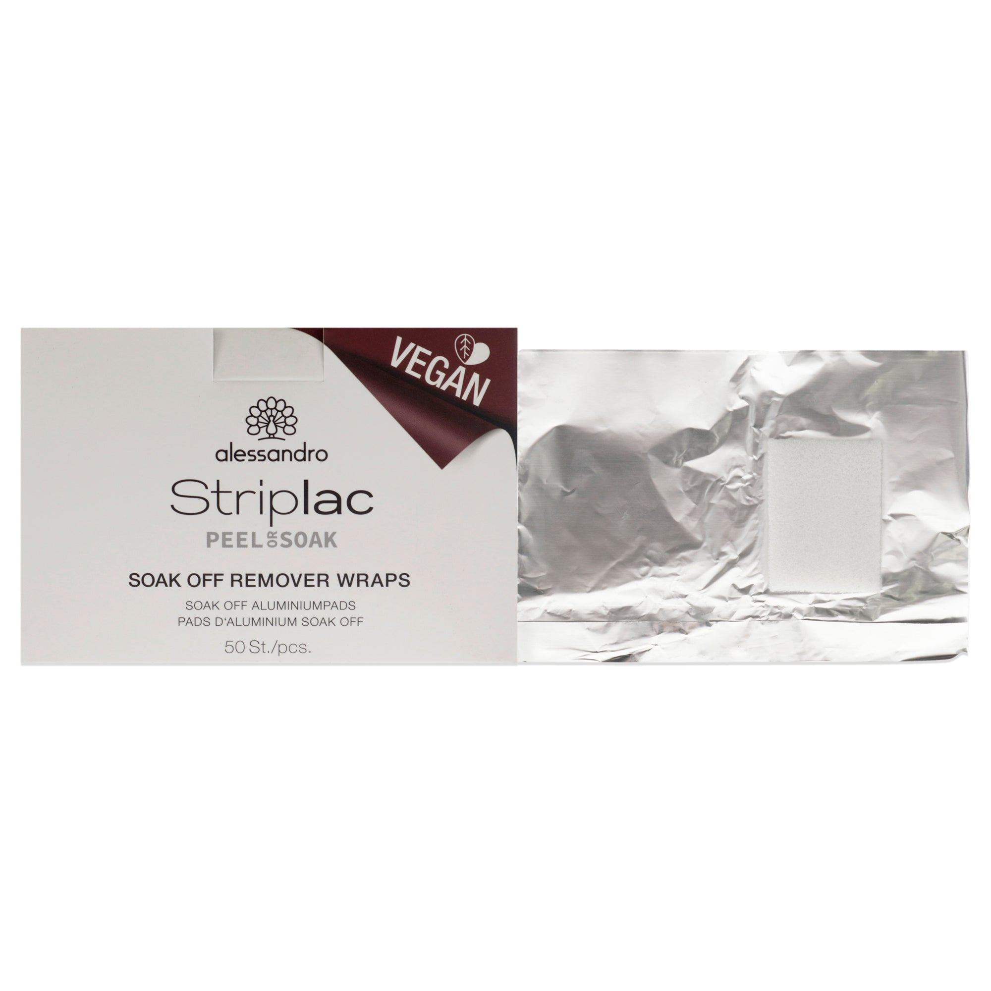 Striplac Peel or Soak Off Remover Wraps by Alessandro for Women 50 Pc Wraps