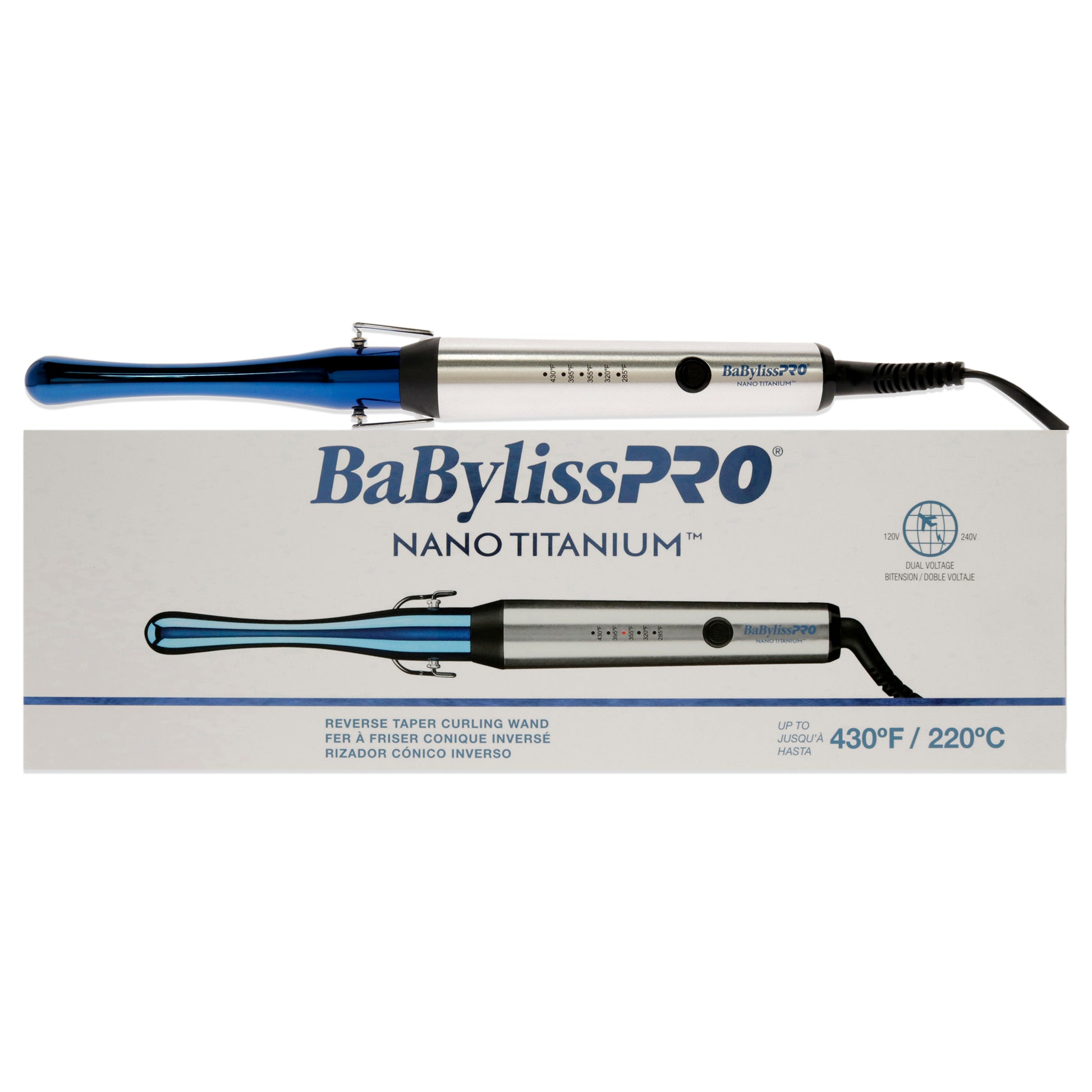 Nano Titanium Reverse Taper Curling Wand - BNTWRTUC - Blue-Grey