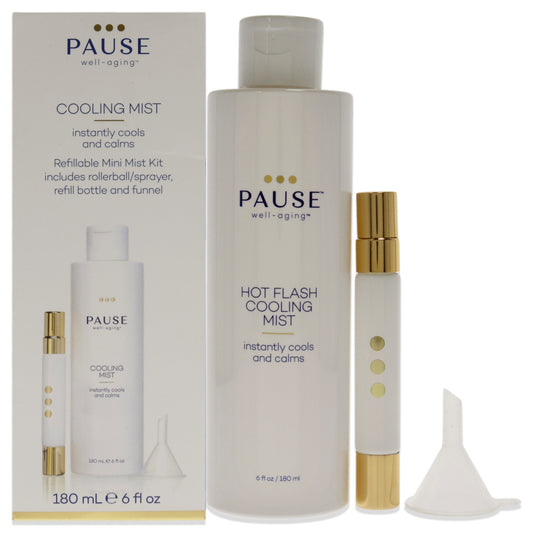 Refillable Cooling Mist Kit by Pause Well-Aging for Unisex - 3 Pc 6oz Cooling Mist, 1Pc Refillable Purser, 1Pc Mini Funnel