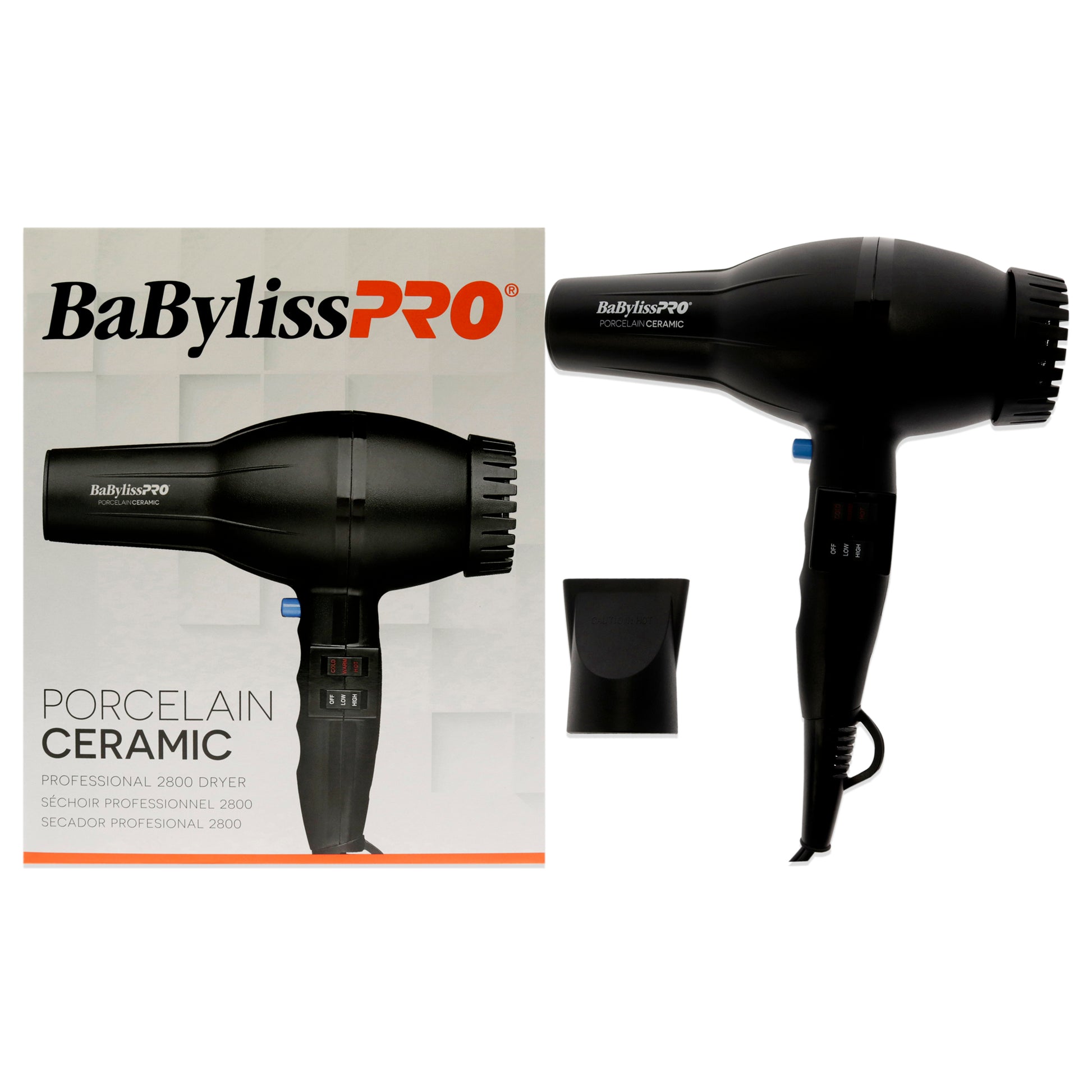 Porcelain Ceramic Professional 2800 Dryer - BP2800N - Black by BaBylissPRO for Unisex - 1 Pc Hair Dryer