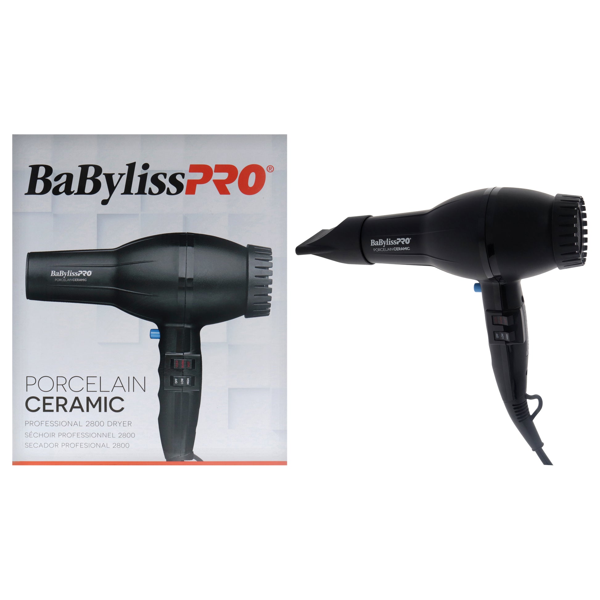 Porcelain Ceramic Professional 2800 Dryer - BP2800N - Black
