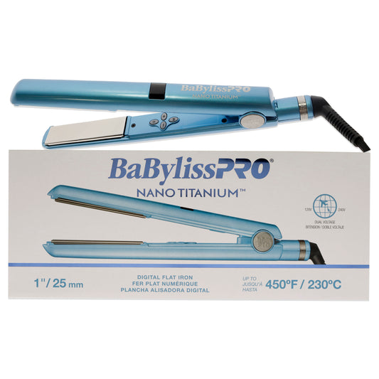 Nano Titanium Digital Flat Iron - BNT4095TUC - Blue by BaBylissPRO for Unisex - 1 Inch Flat Iron