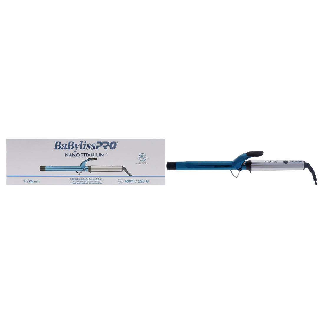 Nano Titanium Extended-Barrel Curling Iron - BNTW100XLUC Blue-Grey