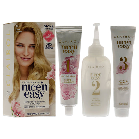 Nice n Easy Permanent Color - 9 Light Blonde by Clairol for Unisex - 1 Application Hair Color