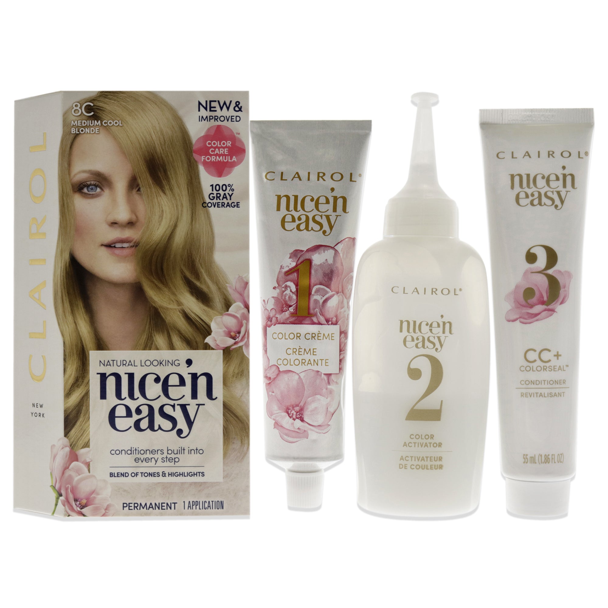 Nice n Easy Permanent Color - 8C Medium Cool Blonde by Clairol for Women - 1 Application Hair Color