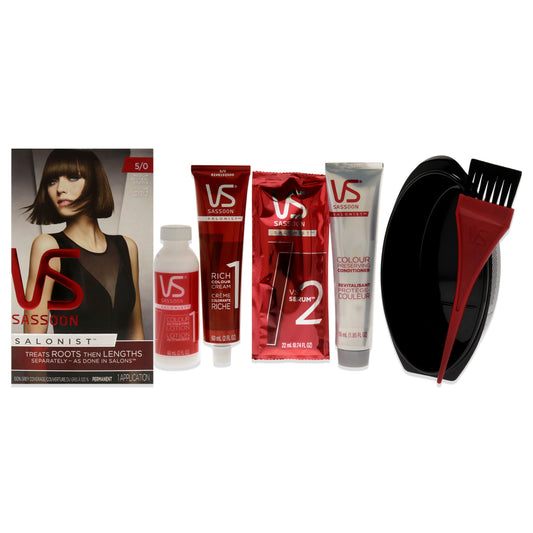 Salonist Permanent Hair Color Set - 5 Medium Neutral Brown by Vidal Sassoon for Women - 2 Applications Hair Color