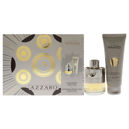Azzaro Wanted by Azzaro for Men - 2 Pc Gift Set 1.7oz EDT Spray, 3.4oz Hair and Body Shampoo