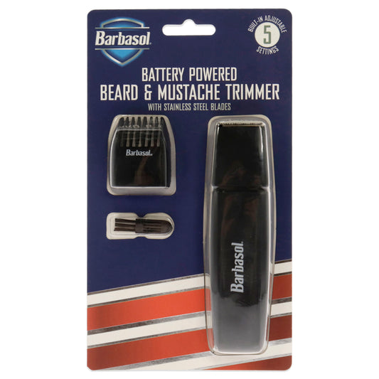 Battery Powered Beard and Mustache Trimmer by Barbasol for Men - 2 Pc Cleaning Brush, Trimmer Attachment