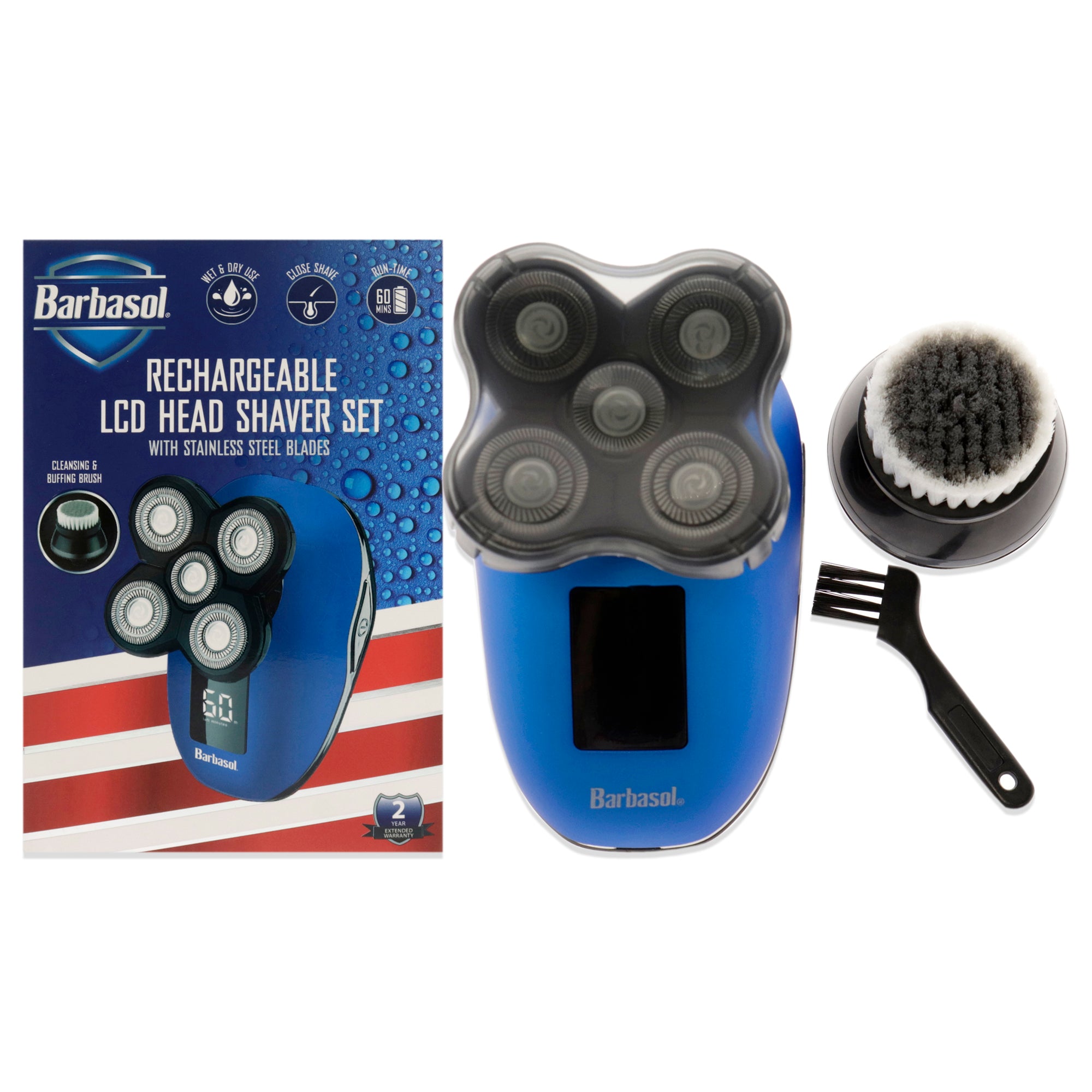 Rechargeable LCD 5 Head Wet-Dry Electric Shaver by Barbasol for Men - 1 Pc Shaver