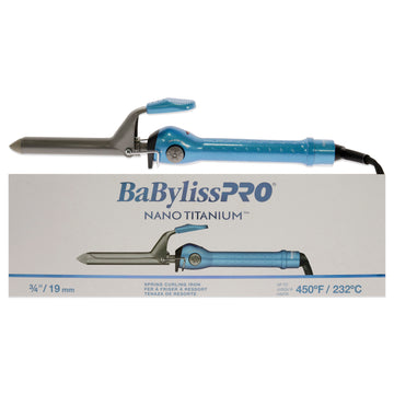 Nano Titanium Spring Curling Iron - BNT75S - Grey-Blue by BaBylissPRO for Unisex - 0.75 Inch Curling Iron