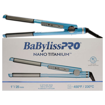 Nano Titanium U Styler Flat Iron - BNT4081UC - Blue by BaBylissPRO for Unisex - 1 Inch Flat Iron