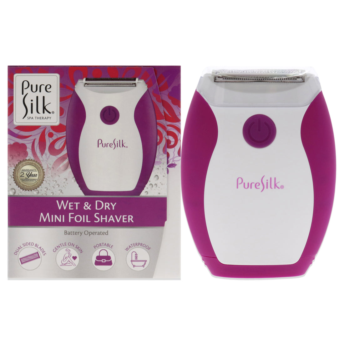 Wet and Dry Mini Foil Shaver - White-Purple