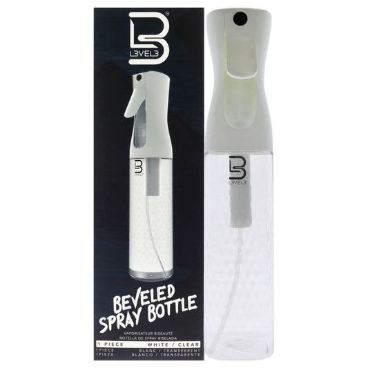 Beveled Spray Bottle - White-Clear by L3VEL3 for Unisex - 10 oz Spray
