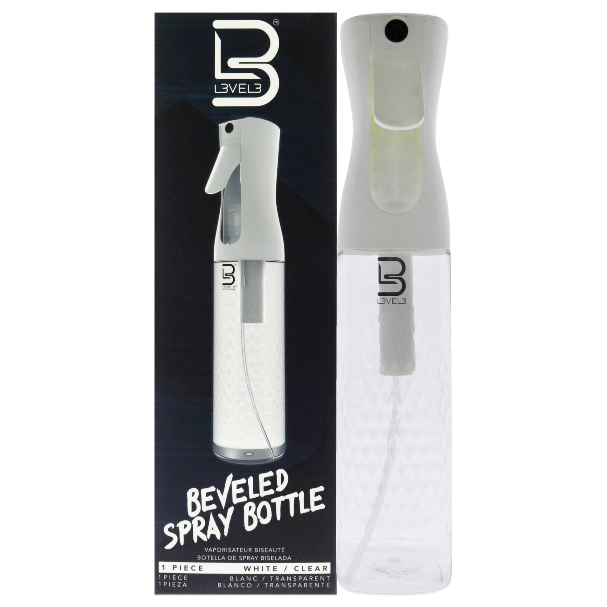 Beveled Spray Bottle - White-Clear