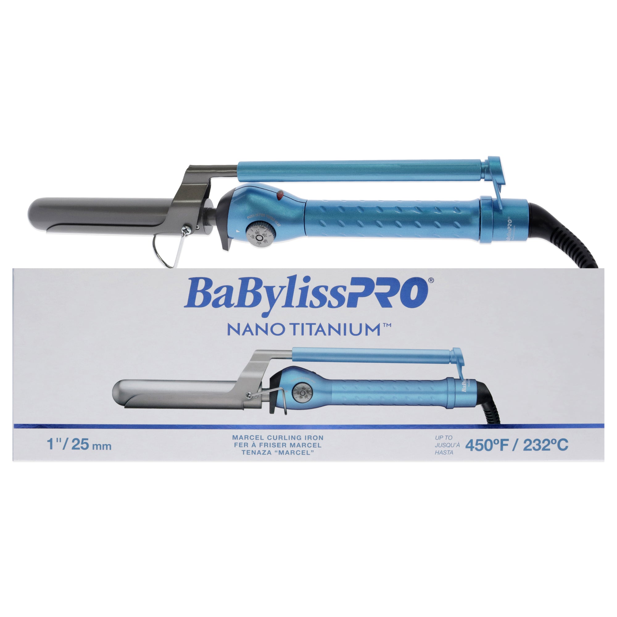 Nano Titanium Marcel Curling Iron - BNT100M - Blue-Grey by BaBylissPRO for Unisex - 1 Inch Curling Iron