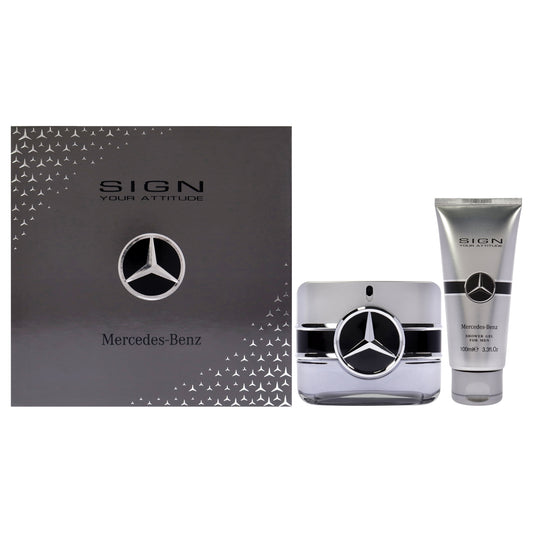 Mercedes-Benz Sign Your Attitude 2023 by Mercedes-Benz for Men - 2 Pc Gift Set 3.4oz EDT Spray, 3.3oz Shower Gel