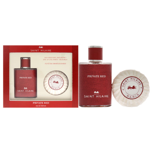 Private Red by Saint Hilaire for Men - 2 Pc Gift Set 3.3oz EDP Spray, 3.5oz Soap