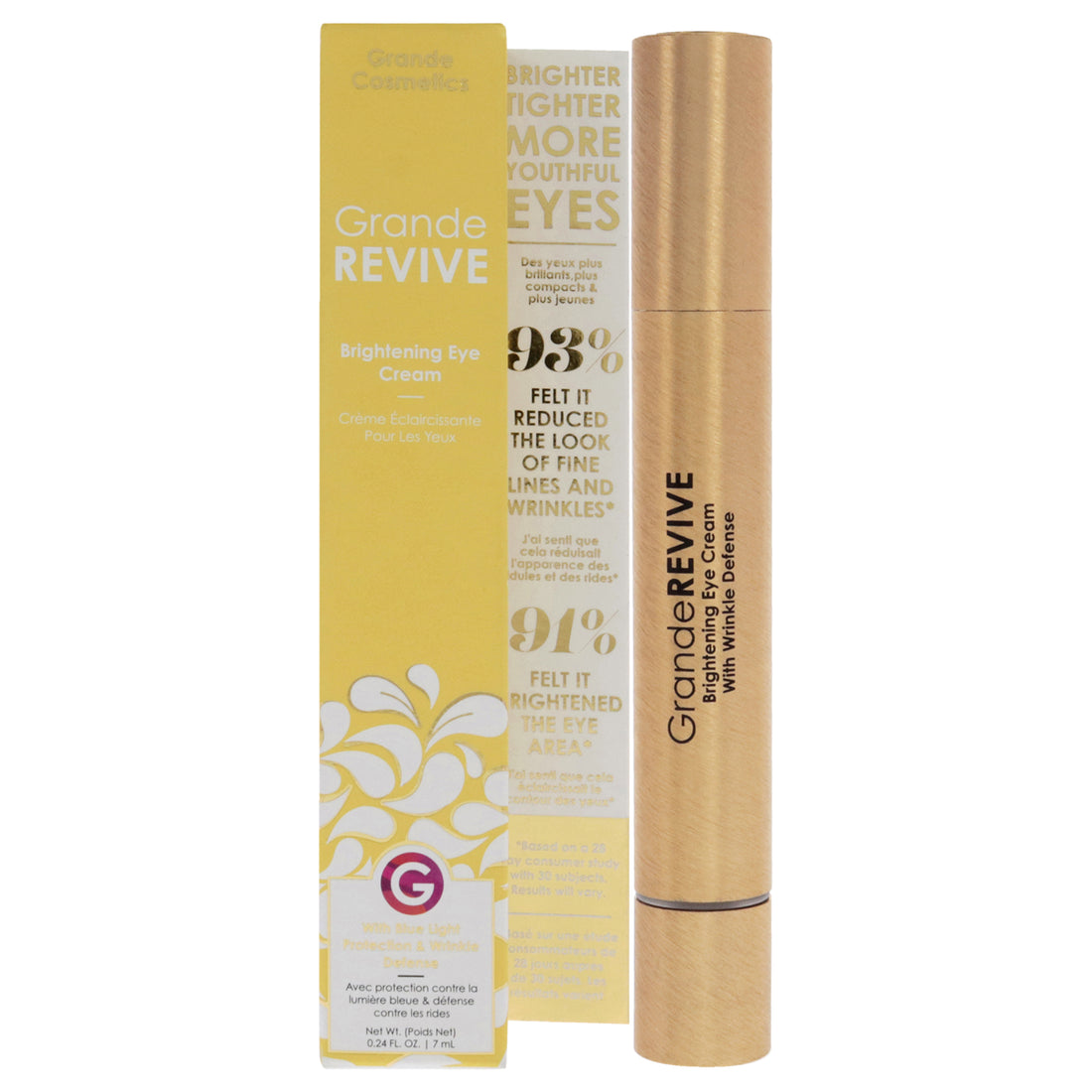 GrandeREVIVE Brightening Eye Cream with Wrinkle Defense for Grande Cosmetics for Women - 0.24 oz Cream